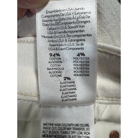 Mother Women’s The Rascal Crop Fray Jeans Size 30 White Stretch Mid Rise Zipper - Picture 13 of 16